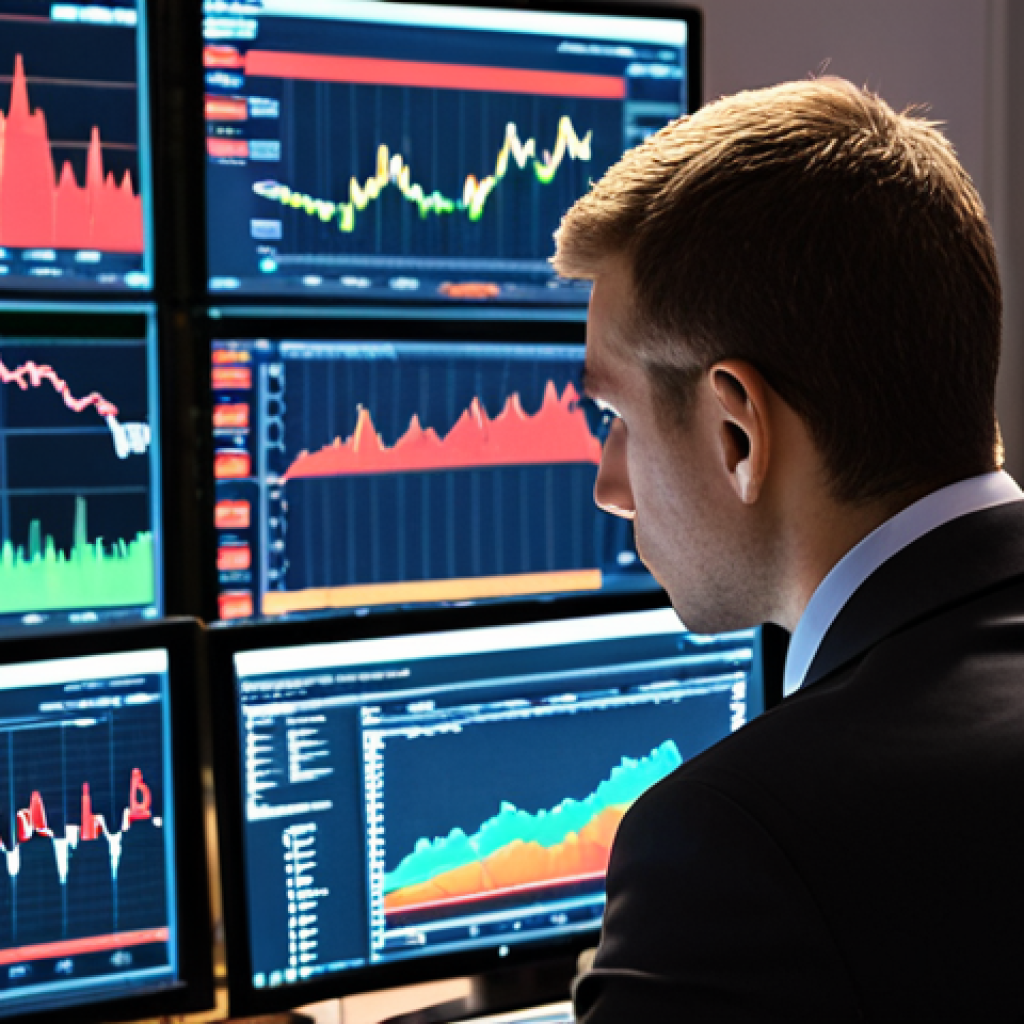 **Image Prompt:** A financial analyst intensely focused, illuminated by multiple computer screens displaying charts, graphs, and real-time market data at 6:30 AM. The background shows a blurred cityscape at dawn. The atmosphere is serious and concentrated, emphasizing the premarket analysis routine.