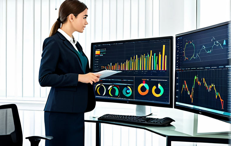 Modern Finance Professional**

"A young finance professional, mid-twenties, in a bright, modern office. She's analyzing data on a large monitor with charts and graphs. She is wearing a professional, modest business suit, fully clothed, appropriate attire, safe for work. Perfect anatomy, correct proportions, natural pose, well-formed hands, proper finger count, natural body proportions, professional photography, high quality, family-friendly."

**
