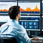 Home 22 금융투자분석사의 장단점 - A professional financial analyst working in a modern Madrid office, surrounded by multiple computer ...